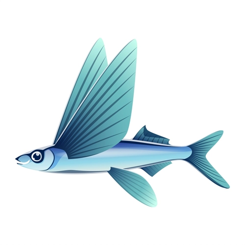 Under the Sea Theme Flying Fish Transparent Sticker